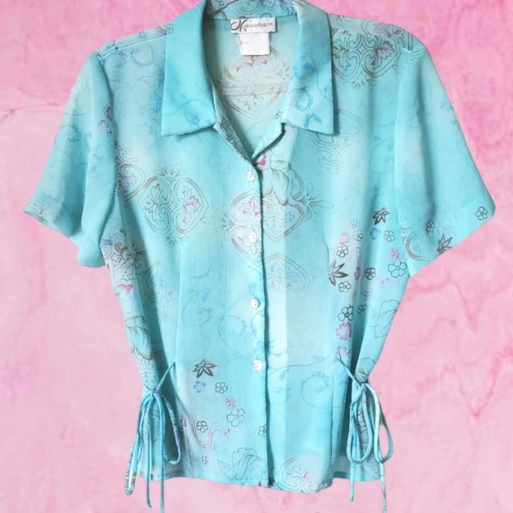 🦋Y2K Semisheer Baby Blue Tie Top🦋